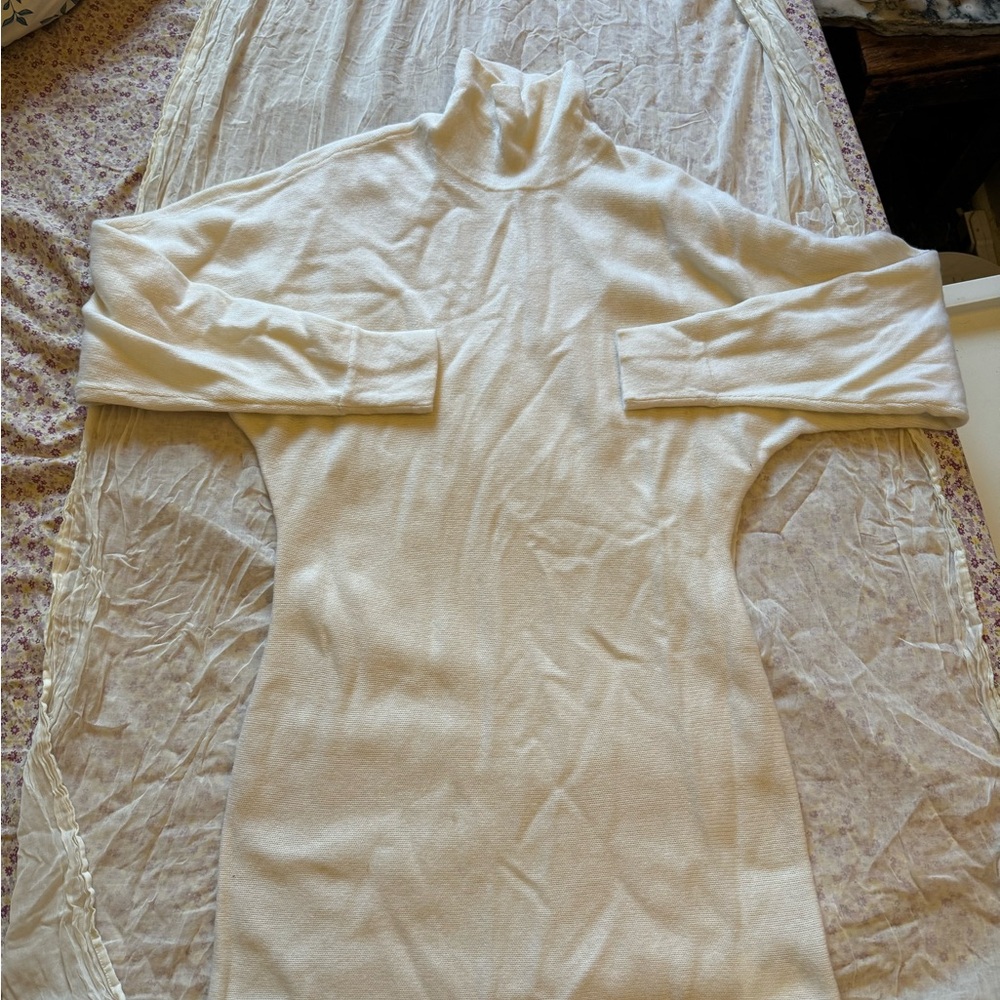 Club Monaco Cream Turtleneck Dress
